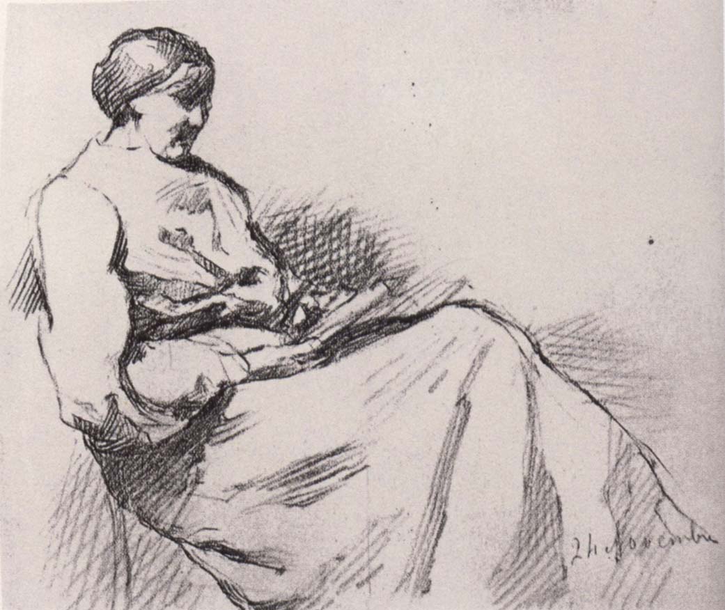 Artist-mother sit reading